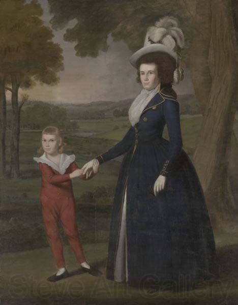 Ralph Earl Mrs. William Moseley (Laura Wolcott), (1761-1814) and her son Charles (1786-1815) Norge oil painting art